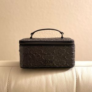 COACH Charcoal Vanity Case In Signature Leather